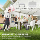 Gazebo da Giardino 597x395x302 cm con Pannelli Laterali 6 Finestre e Doppio Ingresso in Acciaio Galvanizzato Bianco      