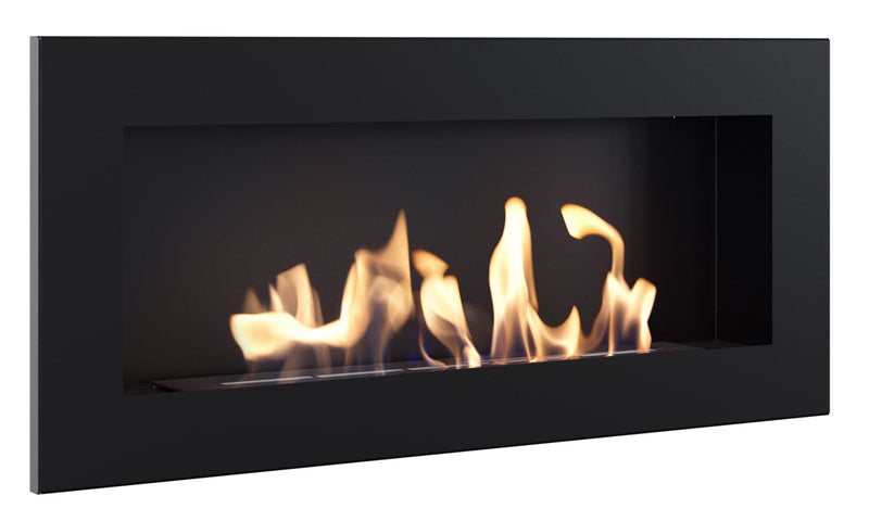 Camino a Bioetanolo da Parete 90x40 cm Flig con Vetro o Senza Vetro Tampa Slim Nero