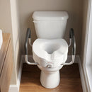 Rialzo WC per Anziani con Maniglie Antiscivolo Larghezza Regolabile Capacità 136kg in HDPE Bianco      