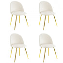Set 4 Sedie 50x45x80 cm in Tessuto Vellutato Piedi Oro Beige