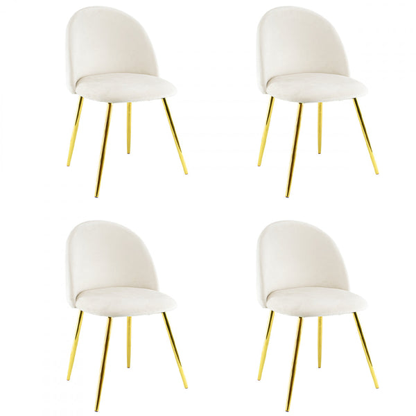 acquista Set mit 4 Stühlen 50 x 45 x 80 cm in Samtstoff mit Fuß in Beige und Gold