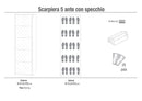 Scarpiera Salvaspazio 5 Ante con Specchio 25 Paia  63x190x29 cm Noce Stelvio