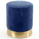 Pouf Poggiapiedi 31x31x38 cm in Metallo MDF e Tessuto Velluto Blu 