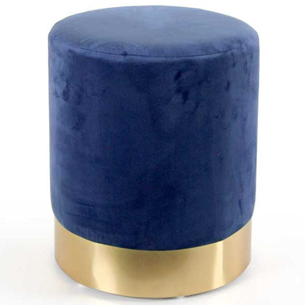Pouf Poggiapiedi 31x31x38 cm in Metallo MDF e Tessuto Velluto Blu acquista