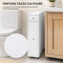 Mobile Bagno Slim Salvaspazio 16x48x58 cm con 2 Cassetti e Vano Aperto in MDF Bianco      