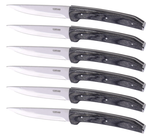 Set mit 6 Steakmessern glatte Klinge Holzgriff Turin sconto