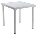Tavolo da Giardino 80x80xH75 cm in Polirattan Bianco