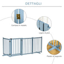Cancellino Pieghevole per Cani Taglia Piccola e Media 237,5x36x80 cm con 4 Pannelli in Legno di Pino Blu Grigio   