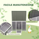 Casetta per Anatre 93x70x72 cm con Tetto Apribile Finestre e Rampa in Legno Grigio      