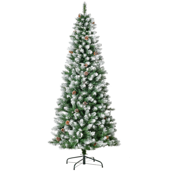 Albero di Natale Artificiale Innevato 180 cm 630 Rami e 37 Pigne Verde e Bianco online