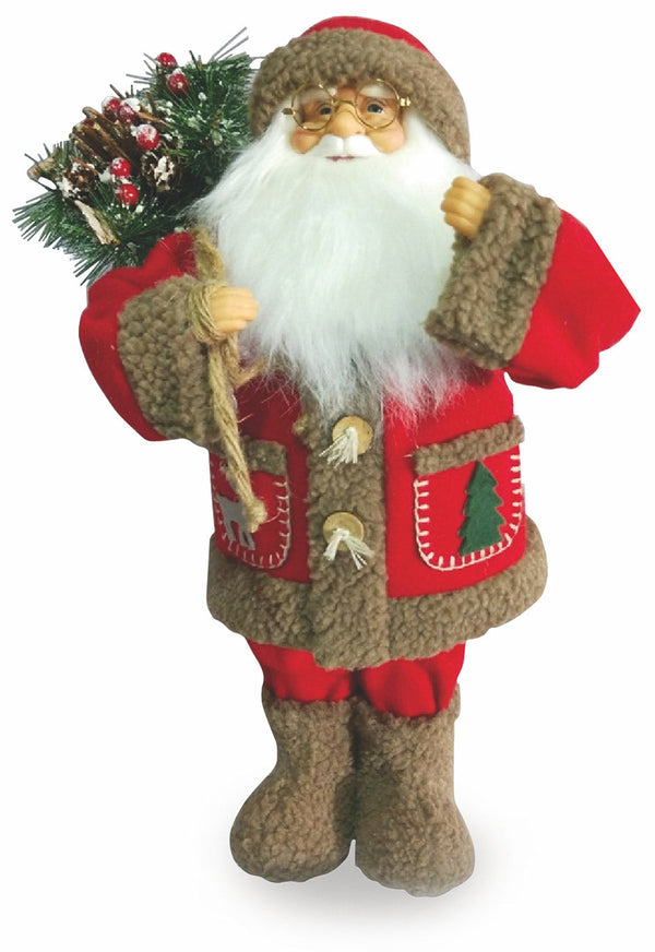 prezzo Leuchtende Weihnachtsmannpuppe mit Tannennadeln 6 LED aus Stoff H46 cm Soriani Rot