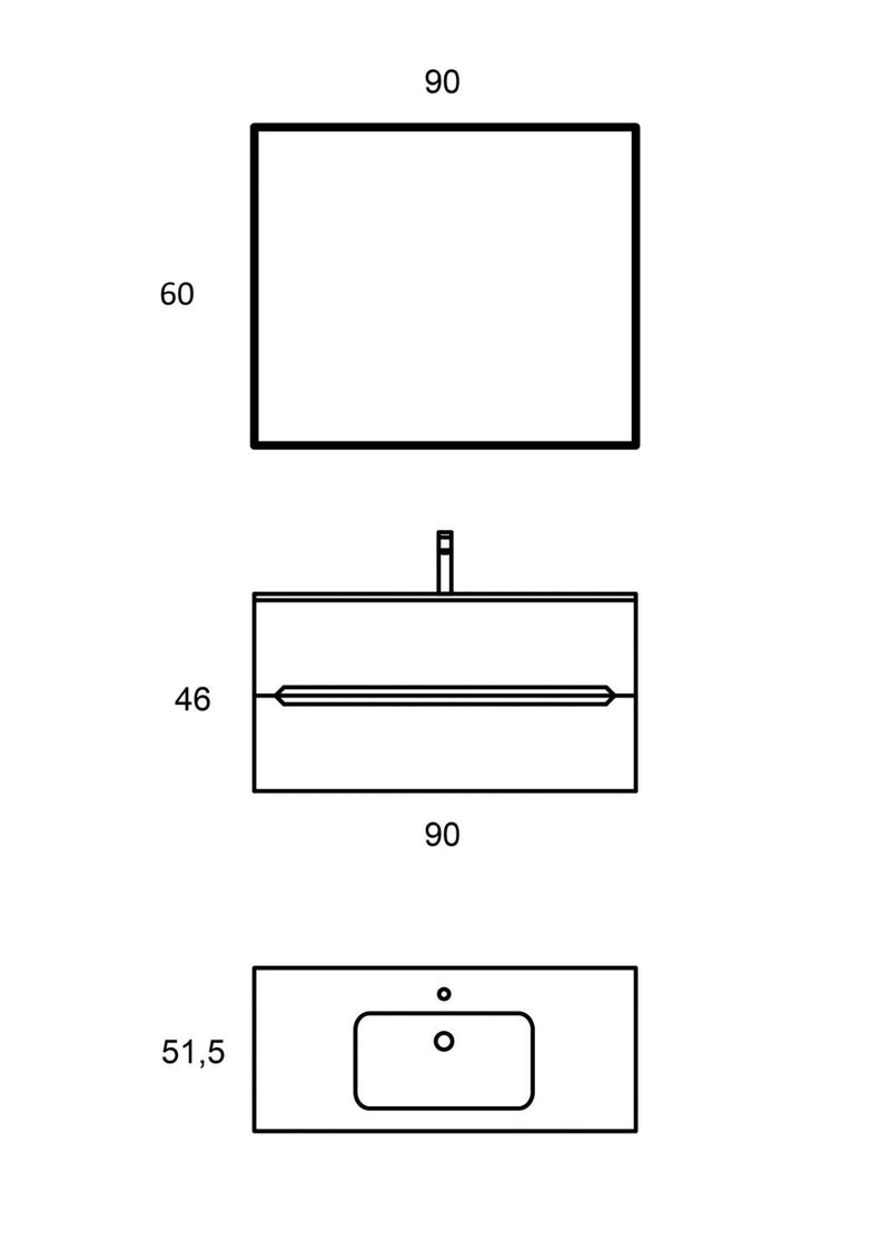 Mobile Bagno Sospeso 91cm TFT Swing Rovere Scuro