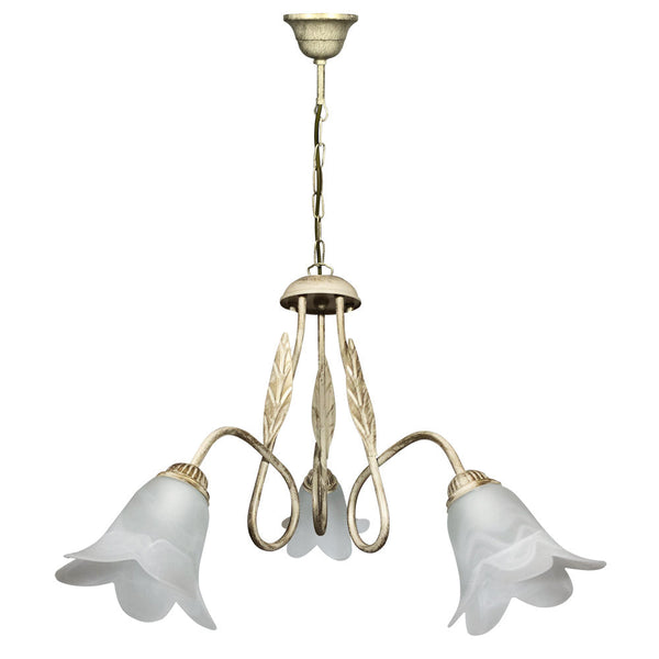 Kronleuchter 3xE14 Gold Av Rahmen Weiß Schwammglas E-Energy Amelia sconto