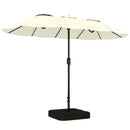 Ombrellone Doppio da Giardino a 12 Stecche con Manovella Base a Croce e Sacchi in Metallo e Poliestere Beige      