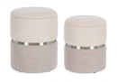 Set 2 Pouf Contenitore Radinka in Tessuto Bianco Grigio