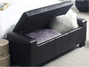 Cassapanca Pouf Contenitore Panca Fondoletto 110x40x40 cm in Legno e Eco Pelle Nero      