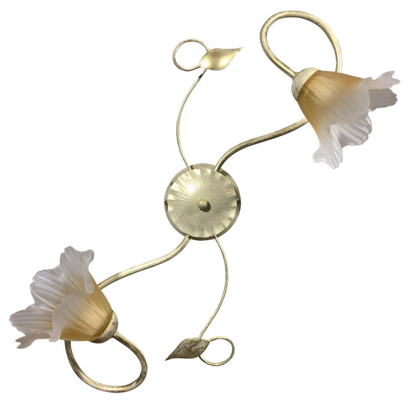 Deckenleuchte 2xE14 Gold Elfenbein Rahmen Bernstein Farbverlauf Satinglas E-Energy Melania prezzo