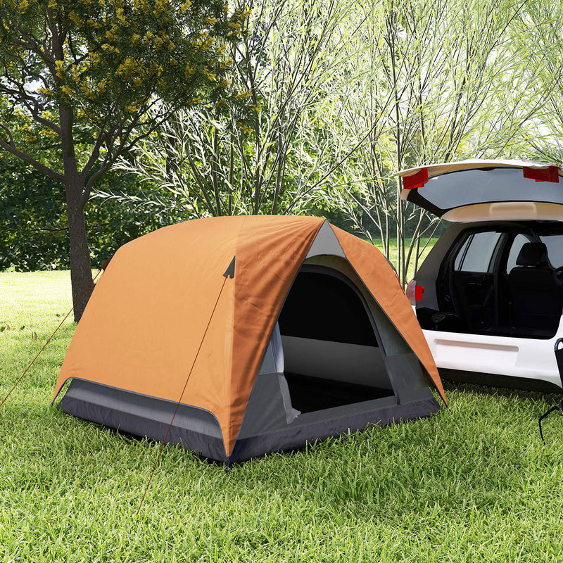 Tenda da Campeggio per 3 Persone Impermeabile 200x200x135H cm Impermeabile con Tasca e Gancio per Lanterna Arancione   