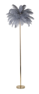 Lampada da Terra Palm Grigia Ø55x160 cm in Ferro e Plastica Oro e Grigio      