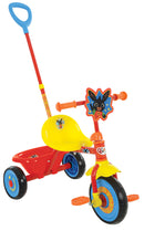 Triciclo a Pedali Primi Passi per Bambini con Maniglione Genitoriale Rimovibile e Vano Contenitore Bing Rosso  