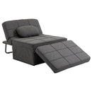 Pouf Letto Poltrona Schienale Reclinabile 95x179x78 cm in Tessuto Effetto Lino Grigio  