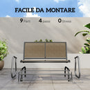 Panchina a Dondolo 2 Posti da Giardino 120x70x85 cm in Metallo e Tessuto a Rete Marrone Chiaro      