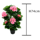 Ortensia Artificiale con Vaso Altezza 74 cm Rosa