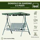 Dondolo 3 Posti da Giardino 170x110x152 cm  Swivel Verde e Bianco