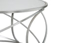 Tavolo da Caffé Saturn Ø80x45 cm in Ferro e Specchio e MDF Argento