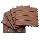 Pavimentazione da Esterno Incastrabile 11 Mattonelle 30x30x2.2 cm Marrone a Righe 