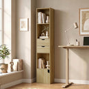 Libreria 6 Ripiani 30x24x158 cm con Cassetto Sportello Mensole Aperte in Laminato Rovere      