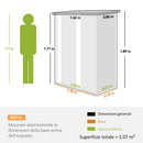 Capanno Porta Attrezzi 142x86x189 cm con Tetto Inclinato e Porta Bloccabile in Metallo Verde      