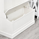 Appendiabiti da Terra 96x34x179,7A cm con Panca Porta Scarpe 5 Ganci Dispositivo Antiribaltamento in MDF Crema      