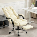 Sedia da Ufficio Reclinabile a 155° con Poggiapiedi Doppia Imbottitura e Rivestimento in Finta Pelle Beige      
