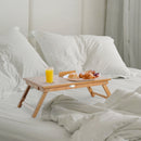 Tavolino da Letto per PC Portatile con Sistema di Raffreddamento in Bambù 55x35x22-30 cm 