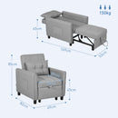 Poltrona Letto Reclinabile con Cuscino Extra 69x82x85cm Grigio Chiaro  