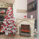 Camino Elettrico da Pavimento 116x150x33 cm Effetto Fiamma 1500W Lisabona Bianco