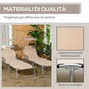 Set 2 Sdraio da Giardino 187x58x36 cm Pieghevoli con Tettuccio Regolabile in Tessuto Oxford e Metallo Marrone      