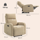 Poltrona Reclinabile Elettrica 80x93x103 cm con Poggiapiedi Poggiatesta Regolabile e Prese in Ciniglia Beige      