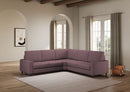 Divano Angolare 5 Posti 226x226x85 cm Sakar in Tessuto Prugna