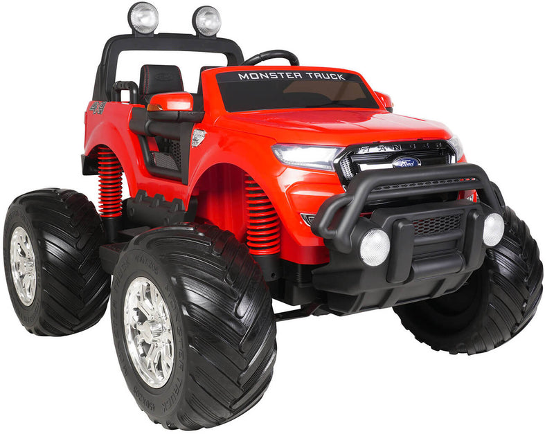 Macchina Elettrica per Bambini 2 posti Fuoristrada 24V con Licenza Ford Monster Truck 4x4 Rossa