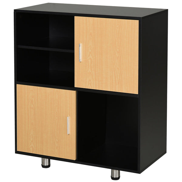 prezzo Bücherschrank 5 Regale 2 Türen 80x40x96 cm in schwarzer Spanplatte