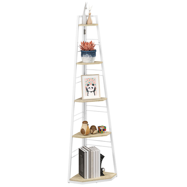 online Libreria Angolare a 5 Ripiani 37,5x37,5x160 cm Struttura Pieghevole Colore Legno