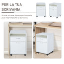Cassettiera Portadocumenti da Ufficio in Legno con 2 Cassetti e Ruote Bianco 40x35x60 cm 