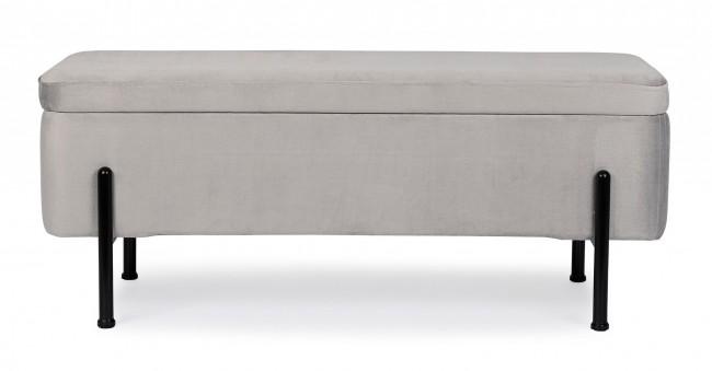 Panca Fondo Letto 2 Posti 110x42x42 cm con Vano Contenitore Irina Grigio Chiaro