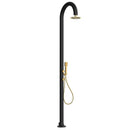 Doccia da Giardino in Alluminio Rubinetteria e Soffione Oro Sined Luna Alu D Nero 