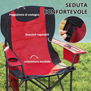 Set 2 Sedie da Campeggio Pieghevoli 94x62x100 cm con Borsa Frigo Integrata Rosso  