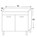 Mobile Sottolavello da Cucina 90x50x69 cm con 2 Ante in Nobilitato Teak 