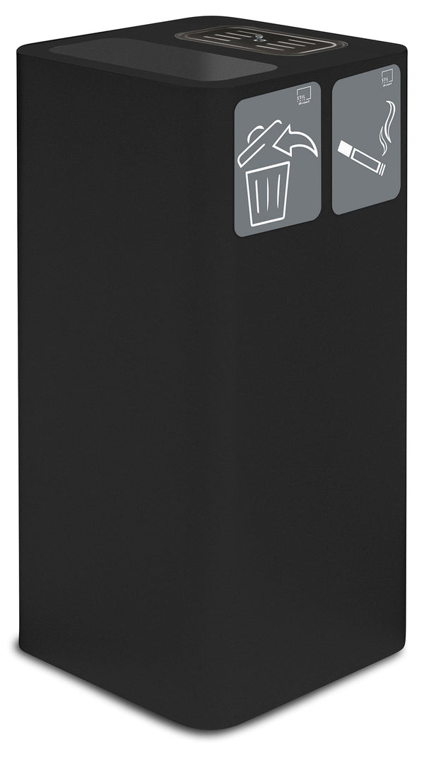 prezzo Pattumiera Per Raccolta Rifiuti 38x38xh80 cm In Acciaio Verniciato con Coperchio Basculante Nero