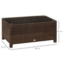 Tavolino da Giardino in Rattan Sintetico con Piano in Vetro Temperato Marrone 85x50x39 cm 